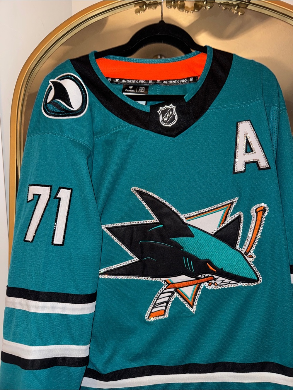 Rhinestoned Macklin Celebrini San Jose Sharks Jersey Size S